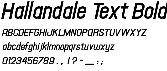Hallandale Text Bold Italic JL font